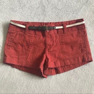 Rust red belted shorts